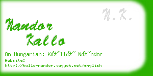 nandor kallo business card